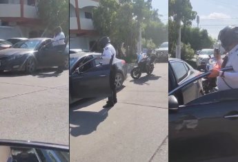 Conductora se molesta por infracción y agrede a un agente de Tránsito en Los Mochis | VIDEO