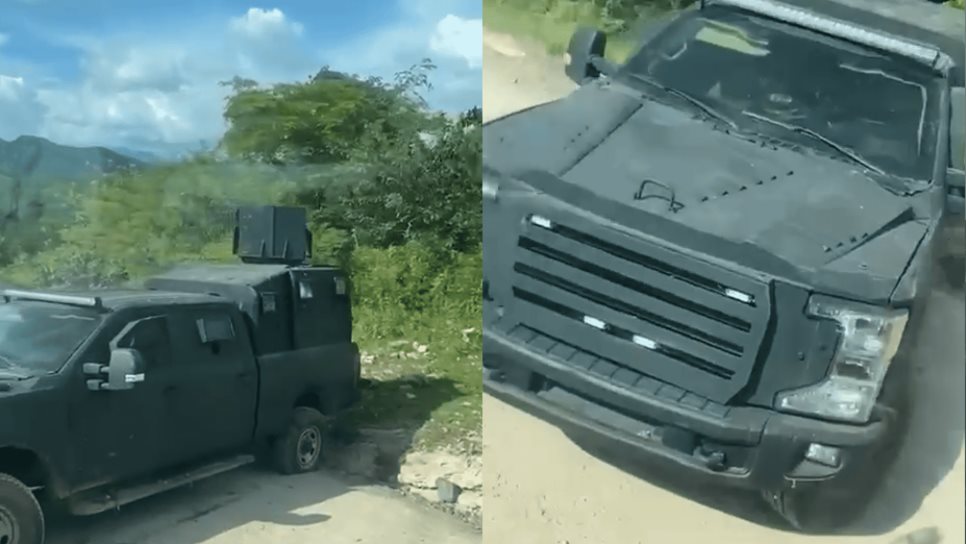 Abandonan camioneta blindada y artillada tras enfrentamiento en Palmarito, El Rosario | VIDEO