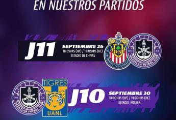 Mazatlán FC anuncia cambios de fecha en sus partidos ante Chivas y Tigres 