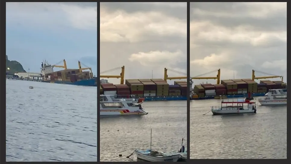 El Chiapas Star sigue en escora en el puerto de Mazatlán.