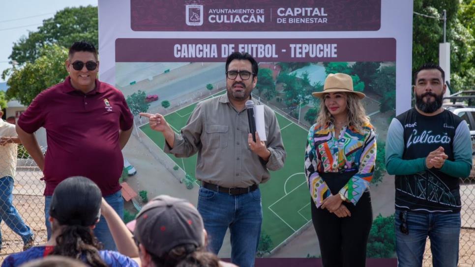 Alcalde de Culiacán inicia construcción de campo de fútbol y entrega canchas de basquetbol en Tepuche