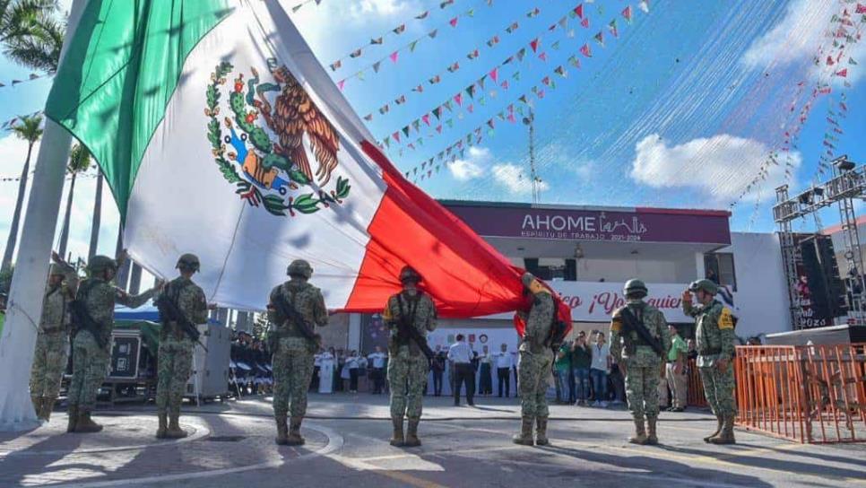 Con izamiento de bandera a toda asta, Ahome conmemora 213 aniversario de Independencia de México