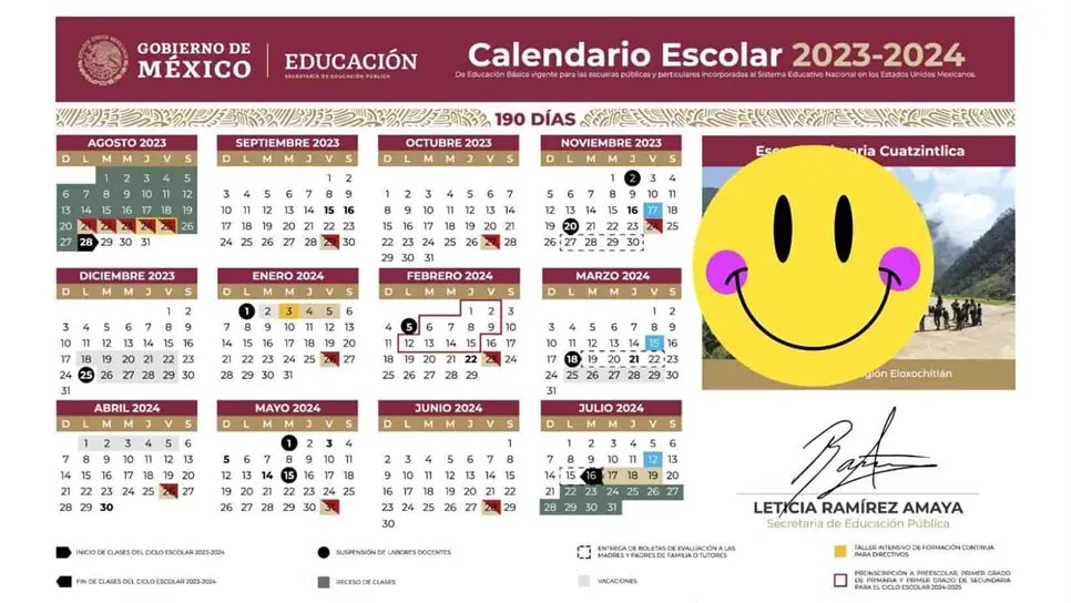 Calendario escolar 2023-2024. | FOTO: SEP.