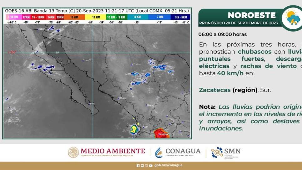 Lluvias puntuales fuertes y descargas eléctricas para Sinaloa este miércoles, 20 de septiembre Lluvias puntuales fuertes y descargas eléctricas para Sinaloa este miércoles, 20 de septiembre