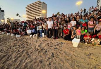 En medio del atardecer, decenas de personas viven la experiencia de liberar tortugas en playas de Mazatlán