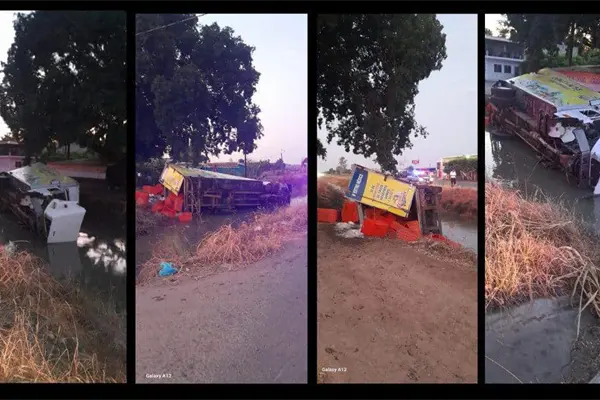 Vuelca camión cargado con camarón en la Calle 300 de Guasave Vuelca camión cargado con camarón en la Calle 300 de Guasave