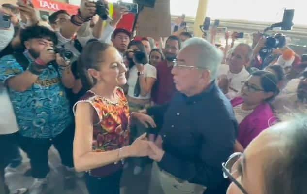 ¡Al son de la tambora!, Claudia Sheinbaum arriba a Culiacán; fue recibida por el Gobernador de Sinaloa