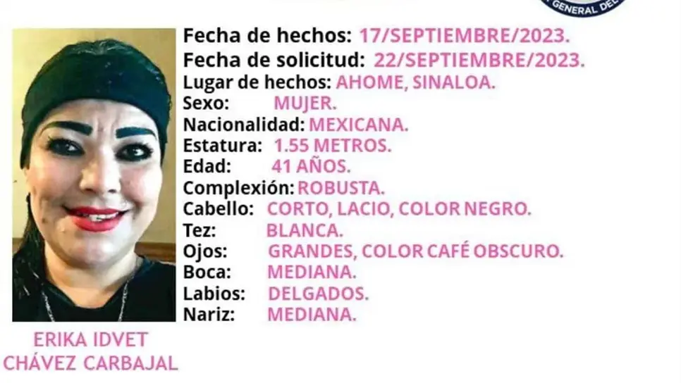 No se sabe nada de ella desde el 17 de septiembre. FOTO: Cortesía