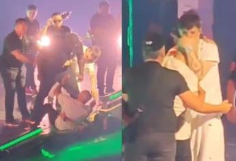 Seguridad de Peso Pluma derriba brutalmente a un fan que subió al escenario | VIDEO 