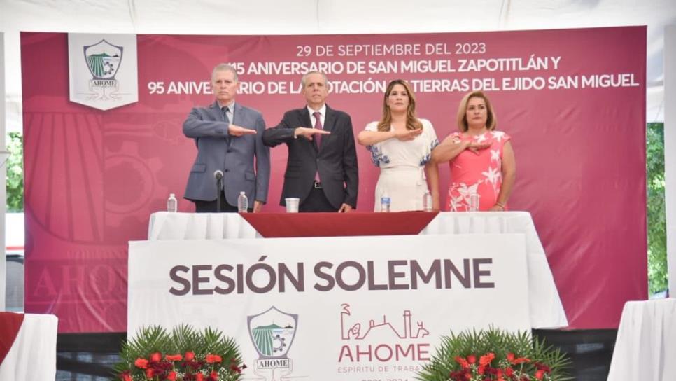 Ahome celebra 415 años de San Miguel Zapotitlán con sesión solemne y traslado de poderes