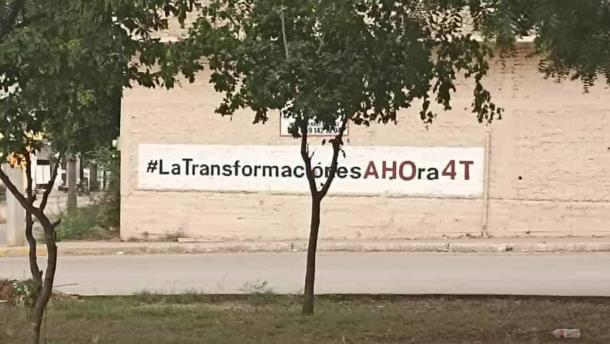 Pintan bardas con el lema «LaTransformaciónEsAHOra4T»; Alejandro Higuera se deslinda