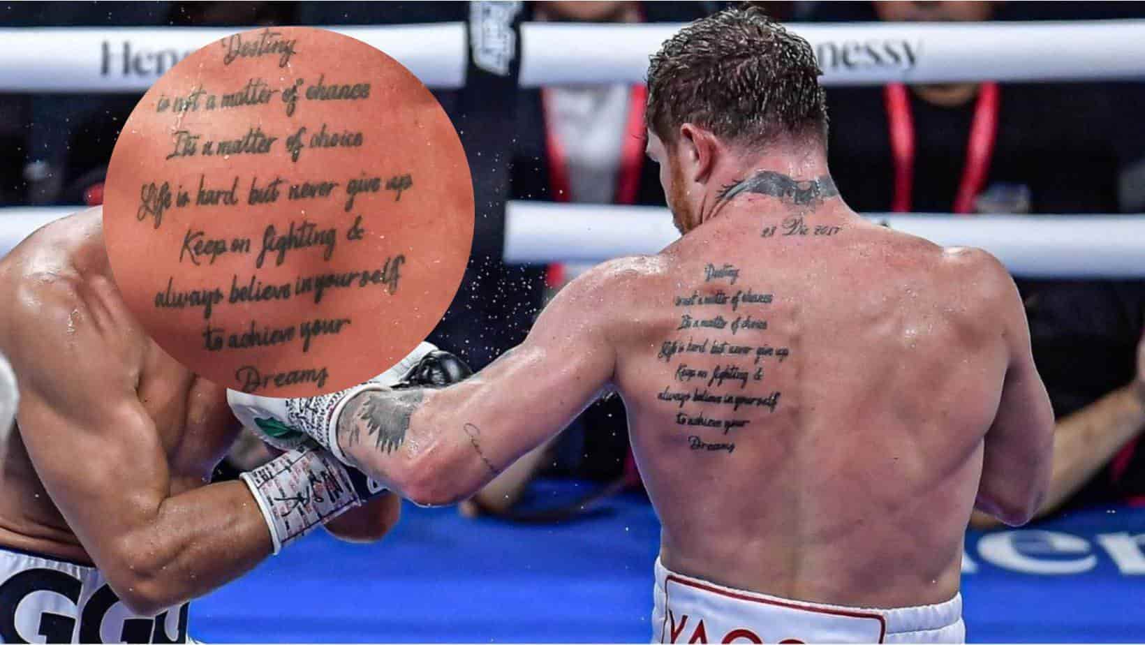 Saúl «El Canelo» Álvarez: ¿qué dice el tatuaje que tiene el boxeador en la espalda?. | FOTO: Twitter del boxeador.