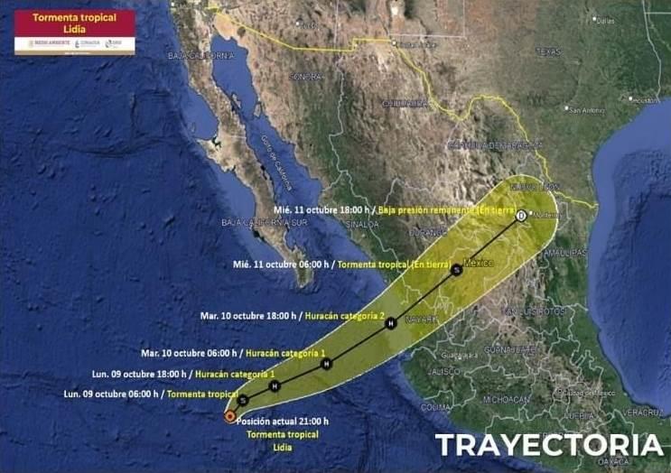 «Lidia» impactará como huracán categoría 2 entre Sinaloa y Nayarit advierte Conagua