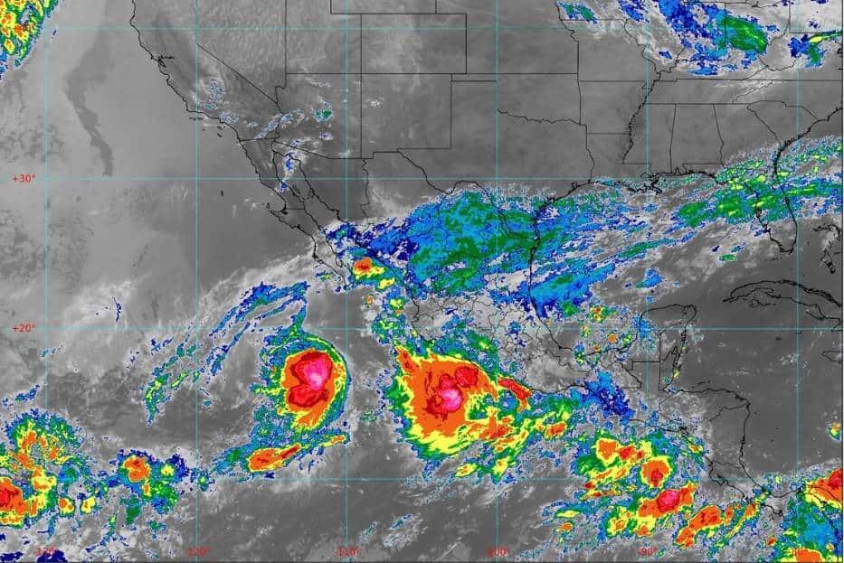 La trayectoria de «Lidia» se ha desviado y parece apuntar hacia Nayarit. FOTO: Servicio Meterológico Nacional.