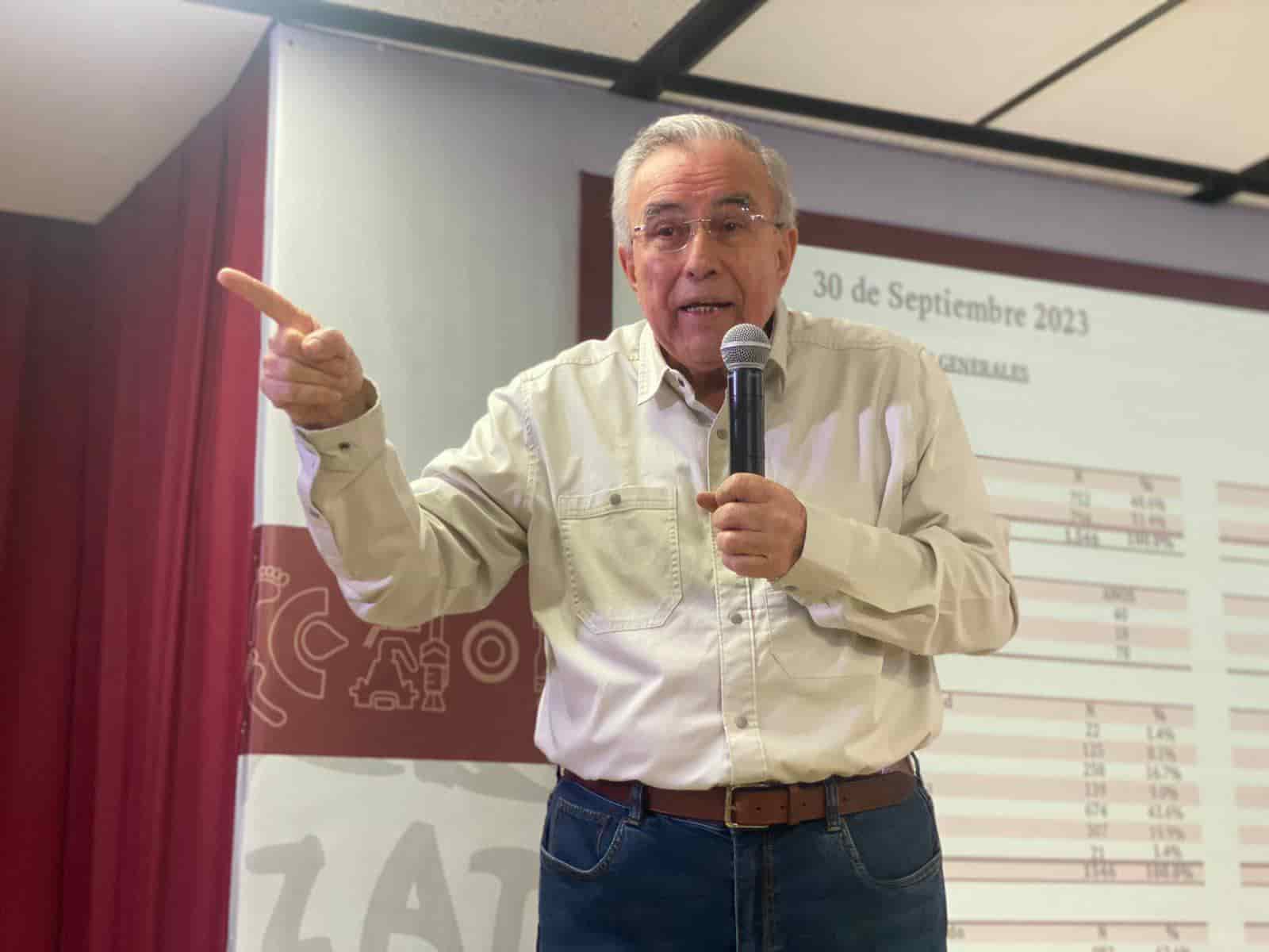 Rubén Rocha Moya, Gobernador de Sinaloa, en su conferencia Semanera. FOTO: Heidi Fonseca.