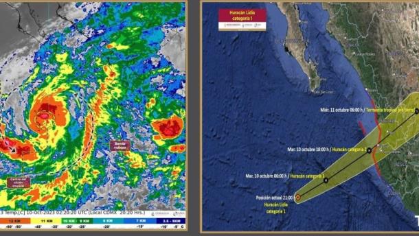 «Lidia» se intensifica a huracán categoría 1; dejará lluvias fuertes en Sinaloa