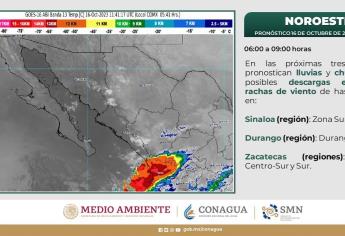 Se esperan lluvias en el sur de Sinaloa para este lunes 16 de octubre