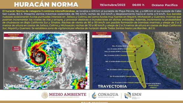 ¡Alerta Sinaloa!, «Norma» se fortalece a huracán categoría 3