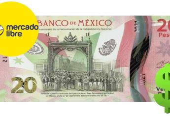 Ofrecen hasta 10 mdp por billete de 20 pesos de la Independencia de México