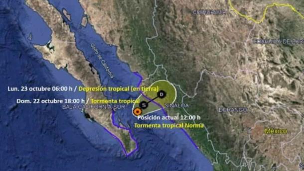 «Norma» está frente a las costas de Sinaloa; impactará este domingo
