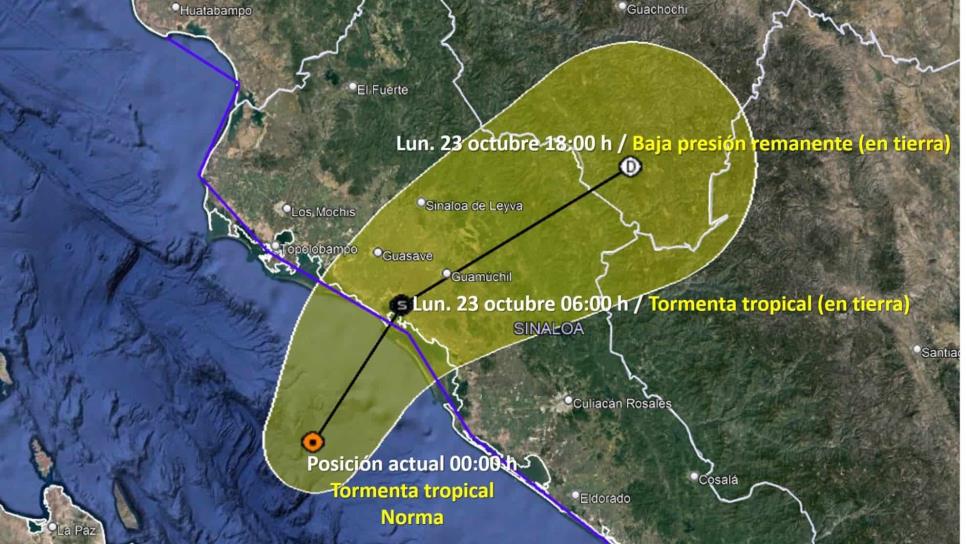 «Norma» se debilita frente a las costas sinaloenses
