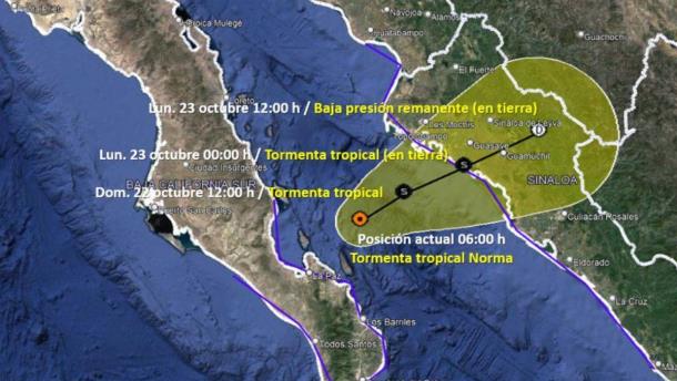 Tormenta «Norma» cambia de rumbo y se enfila al norte de Sinaloa