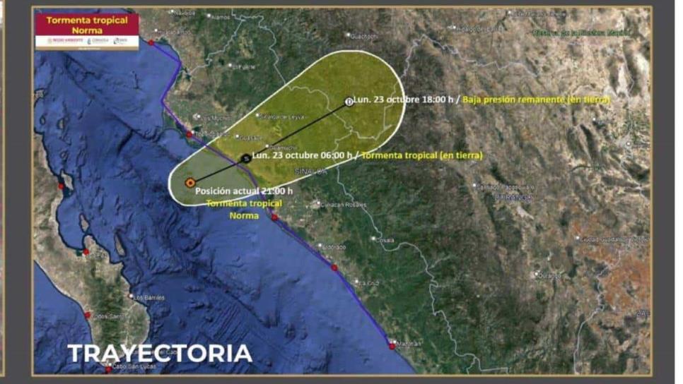 «Norma» se estaciona en el Golfo de California, impactará entre 2 y 5 de la mañana