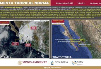 «Norma» se fortalece; llegará con vientos de 110 km/h 