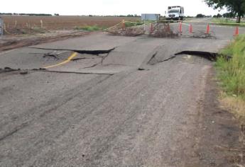 Totalmente destruida quedó carretera de Villa Juárez a Navolato por lluvias de «Norma»