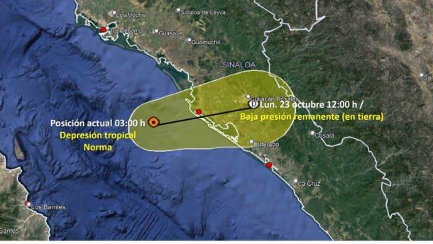 «Norma», aún sin tocar tierra, se ubica frente a Altata, Sinaloa