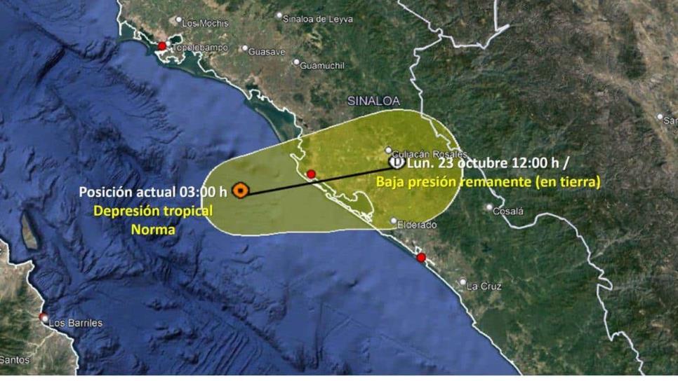 «Norma», aún sin tocar tierra, se ubica frente a Altata, Sinaloa