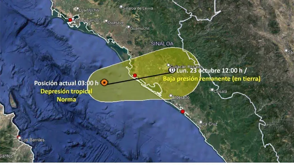 Norma según el reporte de las 2:15 horas.