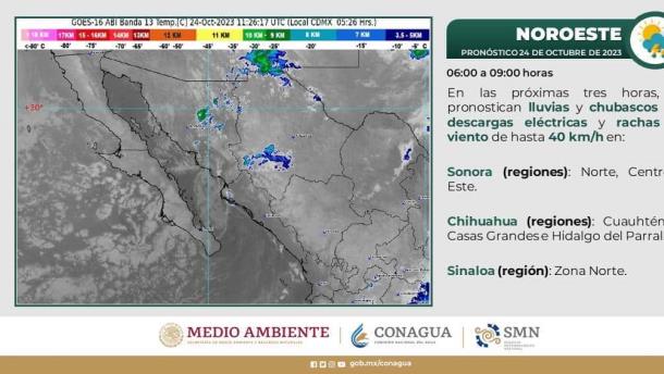 Se mantiene el pronóstico de lluvias para Sinaloa este martes, 24 de octubre