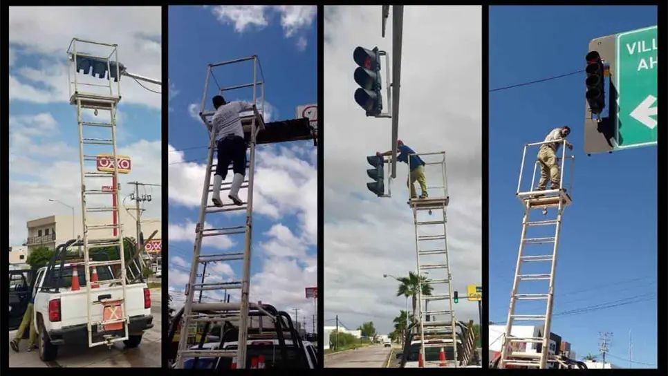 Semáforos dañados en Los Mochis.