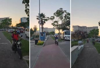 Vecinos de La Marina Mazatlán se juegan la vida por motocicletas que se suben a la banqueta