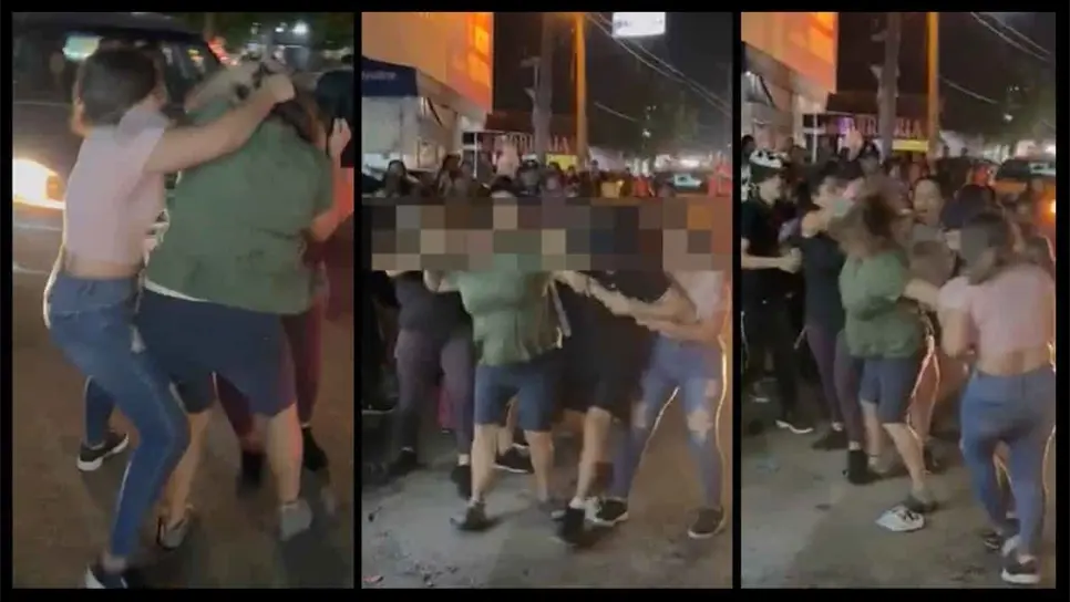Las mujeres se liaron a golpes frente a todo mundo.