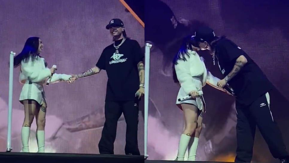 Peso Pluma y Nicki Nicole confirman su noviazgo ¡Con un beso!