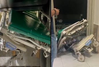 Elevador del IMSS falla y aplasta una camilla