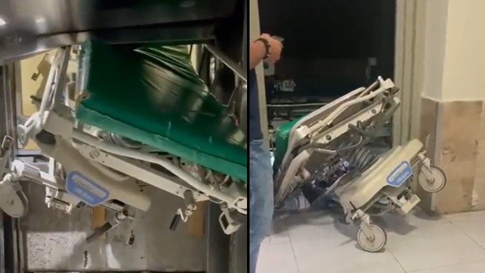 Elevador del IMSS falla y aplasta una camilla