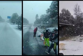 Cae la primera nevada en la súper carretera Mazatlán-Durango