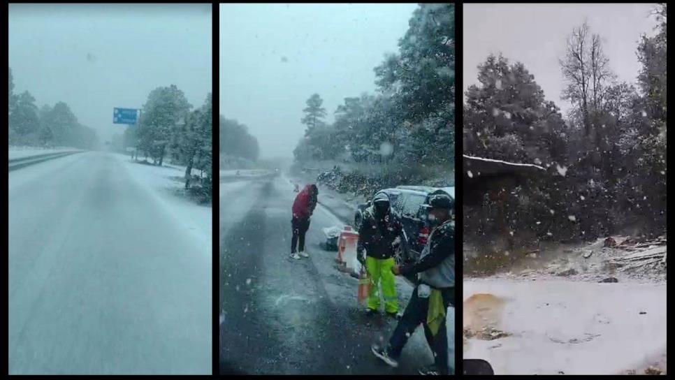 Cae la primera nevada en la súper carretera Mazatlán-Durango