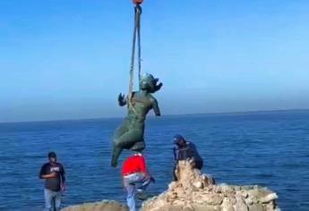 Retiran a La Diosa de los Mares del Malecón de Mazatlán