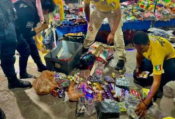 Autoridades aseguran 15 kilos de pirotecnia en el Parque Hidalgo de Escuinapa