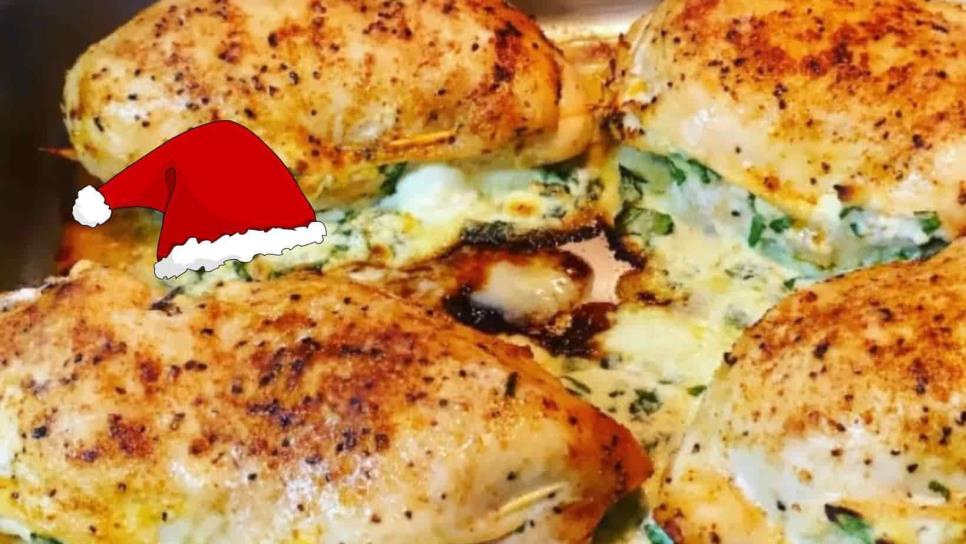 Pechugas rellenas de queso crema y espinacas, una delicia para esta Navidad