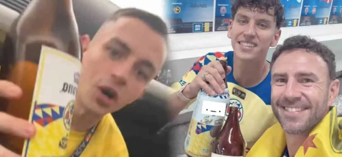 Varios jugadores salieron del vestidor llevando caguamas en sus manos.