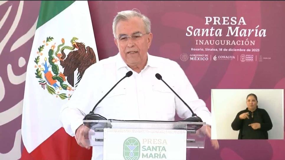 AMLO inaugurará el acueducto de Concordia a principios del 2024: Rocha Moya