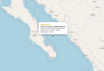 Se registra sismo la madrugada de este sábado cerca de Sinaloa