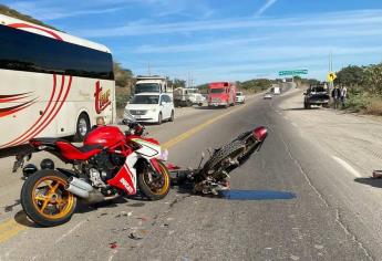 Accidente vial de motocicletas deja tres lesionados en la carretera la carretera Mazatlán-Culiacán