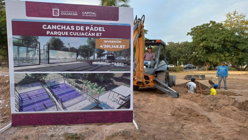 Gámez Mendívil inicia construcción de canchas de pádel en el Parque Culiacán 87