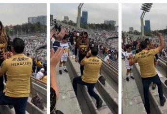 Fan de Pumas gritó «Goya» tras pedir matrimonio en pleno juego |VIDEO